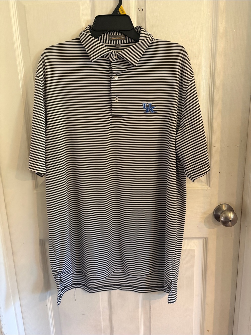 Peter Millar University of Kentucky Black & White Striped Polo Shirt